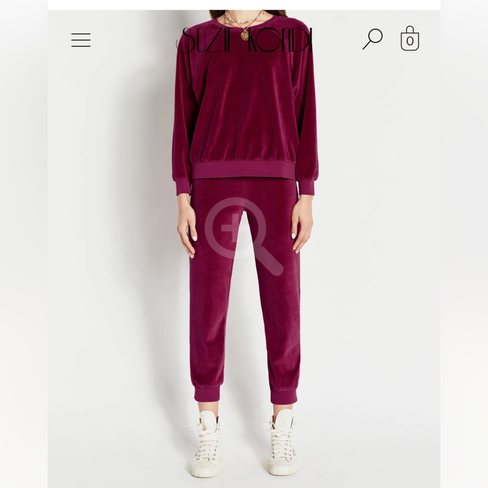 Suzie Kondi dusty rose velour track pants & raglan top track suit xs